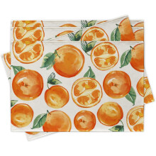 Rustic Linen Fruit Placemats 12x18 inch 4 pcs