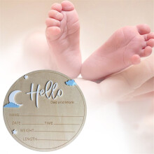 Personalized Fill-in Baby Announcement Sign, 5.9" Wooden "Hello World" Newborn Sign – Photo Prop, Nursery Decor & Baby Shower Gift