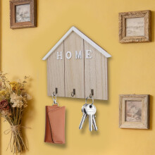 Wall-Mounted Key Hook For Entryway And Front Door Personalized Decorative Storage Rack Home-use Key Storage Rack(M,Wood)
