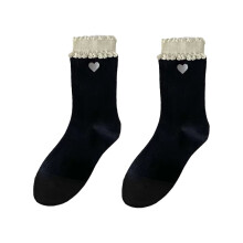 (Black) Floral Crew Socks for Women - Warm & Comfortable