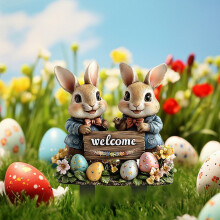 ZHMRFG Easter Eggs Acrylic Waterproof Outdoor Decor, 11.81" Clear Print, Weather-Resistant, Indoor/Outdoor Use