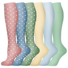 Compression Socks for Women Circulation Knee High 6 Pairs for Nurses, Running, Travel, Athletic，Style 32