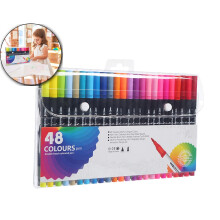 Double-Ended Watercolor Markers – Bright, Blendable, Fine+Broad Tip, 2ml Ink – Compatible with Artists, Doodling, Sketching & Hand Lettering