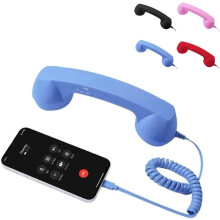 Retro Phone Handset Blue Wired Type-C for iPhone Android
