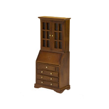 1/12 Miniature Bookshelf Wood Cabinet Dollhouses Furniture With Functional Storage Drawer For Small Books Scene Decors