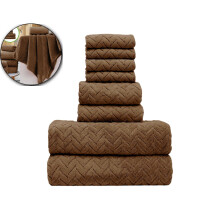 8-Piece Cotton Bath Towel Set: 2 Bath, 2 Hand, 4 Washcloths – Lightweight, Quick-Dry & Super Absorbent
