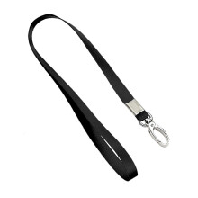 Rotating Hook Lanyard with Neck Strap - Durable Nylon ID Badge Holder with 360 Swivel Hook for Work & Office (Black/Silver)