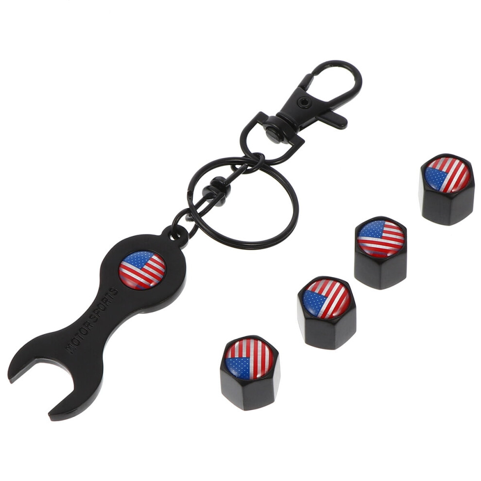 Hemoton American Flag Logo Car Tire Valve Caps Cover Made Of Alloy Color For Car Use 5Pcs Black 9362892496738