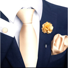 4 Pieces Versatile Men's Tie Set Pocket Square Cufflinks Lapel Pin 9 Color Polyester