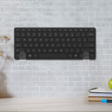 Suporte de parede para teclado, acrílico transparente, otimiza o espaço da mesa, encaixe universal, 2 peças