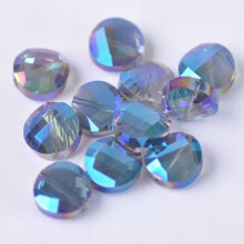 10 piezas de cuentas sueltas de cristal facetadas en forma de moneda retorcida de 12/14/18 mm para la fabricación de joyas - 18 x 7,5 mm - Color azul