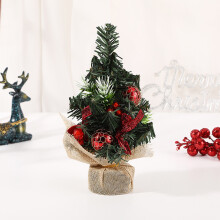 Mini LED Christmas Tree (7.9in, Red, Flocked) for Indoor Decor – Compatible with Holiday & Ornament Displays