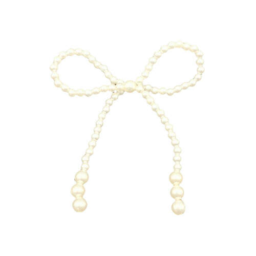Pearl Bow Christmas Ornament, White Bowknot Tree Topper, 6