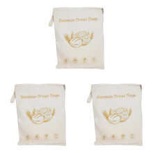 Reusable Beeswax Bread Bags for Homemade Bread, 3PCS XL Cotton Sourdough Storage, Eco-Friendly, Wide Zipper, Keeps Bread Fresh Naturally