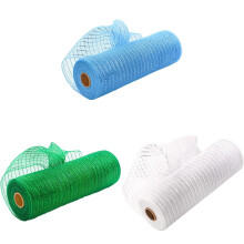 Metallic Poly Deco Mesh Ribbon 10"x30', 3PCS – for Wreaths, Bows, Garlands, DIY Decor, Christmas Crafts, Reusable & Clean-Edge