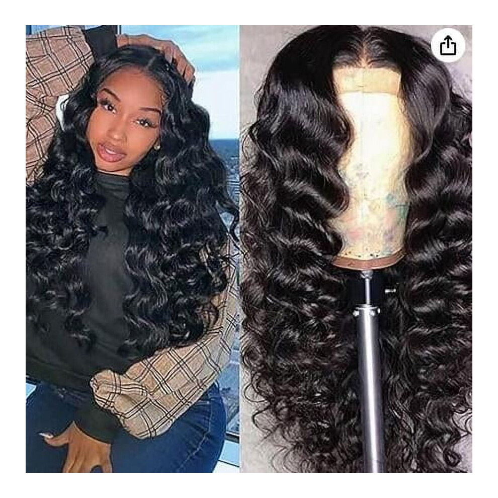 Unisex 26 Inch Deep Wave Human Hair Wig Glueless Wavy Wig 180% Density Glueless Wig Small Curly Hair Women