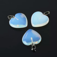 5PCS Heart Shape 16mm 20mm 25mm Natural Stone Dangle Drop Pendants DIY Jewelry-Opal-20mm