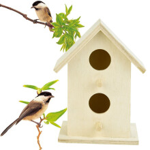 Wood Birdhouse for Outdoors with Pole – Hanging Garden & Patio Decorative Nesting Box for Swallow, Sparrow, Hummingbird, Thrush (Compatible with