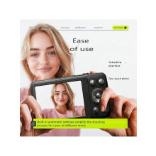 1080P 2,4" digitalkamera, 48 MP AF + 32 GB, 16X zoom, USB-C, kompakt vloggkamera for nybegynnere – kompatibelt med Halloween-/julegaver