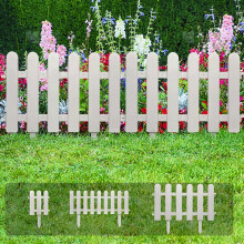XiYing White Plastic Picket Fence, Decorative Garden and Lawn Edging for Flowerbeds, Borders, Yard Landscape, 12-Pack