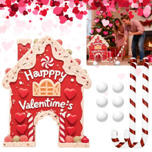 Wooden Mini Golf Set with Candy Cane Club & Balls – Funny Indoor Couple Game, Valentine's Day Party Gift, Compatible with Home Holiday Gatherings,