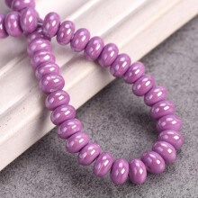 Cuentas espaciadoras de cerámica y porcelana esmaltadas brillantes con forma de rondel de 6x4mm y 8x5mm - 20 unidades - Morado