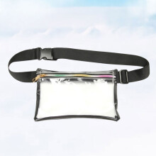 1Pc Black Waist Bag Transparent PVC Sports Bag with Adjustable Strap for Outdoor Activities