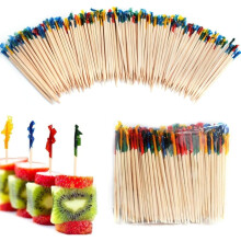 Palillos de madera con borde, palillos de cóctel de celofán de 6,35 cm (colores surtidos), palitos para embutidos y aperitivos, 1000 unidades