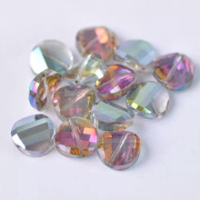 10 cuentas sueltas de cristal facetado retorcido de 12/14/18 mm para la fabricación de joyas - 18 x 7,5 mm - Verde rosa