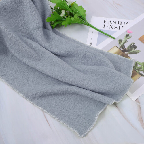 Plush Flannel Blanket Grey 19.7 x 27.6 in Machine Washable