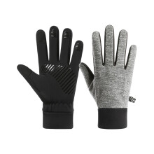 Cold & Windproof 2-Finger Touchscreen Gloves for Cycling/Skiing, Waterproof, Anti-Slip Silicone, Unisex Winter Gloves (Grey, 9.6x3.9")
