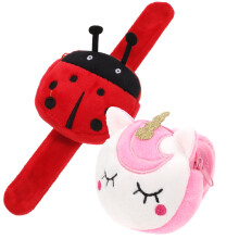 2Pcs Stuffed Purse Bracelet Kids Slap Bracelet Plush Slap Bracelet Kids Toy Purse Slap Bracelet