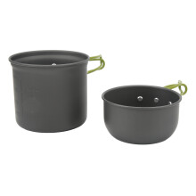 Aluminum Camping Cooking Set, 2-Piece Compact Stove Pot, Green Handle
