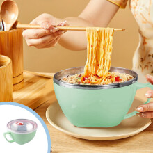 Insulated Plastic Soup Bowl Anti Scald Rice Noodle Bowl for Home Office Travel Camping Student Dormitory Daily Use