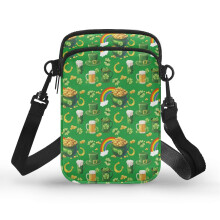 St. Patrick's Day Icons Mix Umhängetasche, Polyester, 2 Reißverschlüsse, Unisex