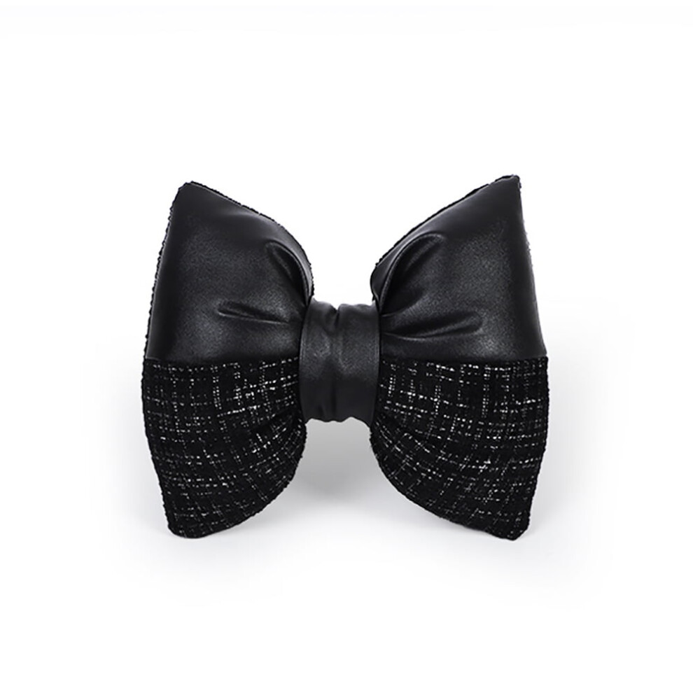 Plush Car Seat Mat With Bow Headrest & Waist Pillow Â Front/Rear Row, Type 4 Black 9101399542360