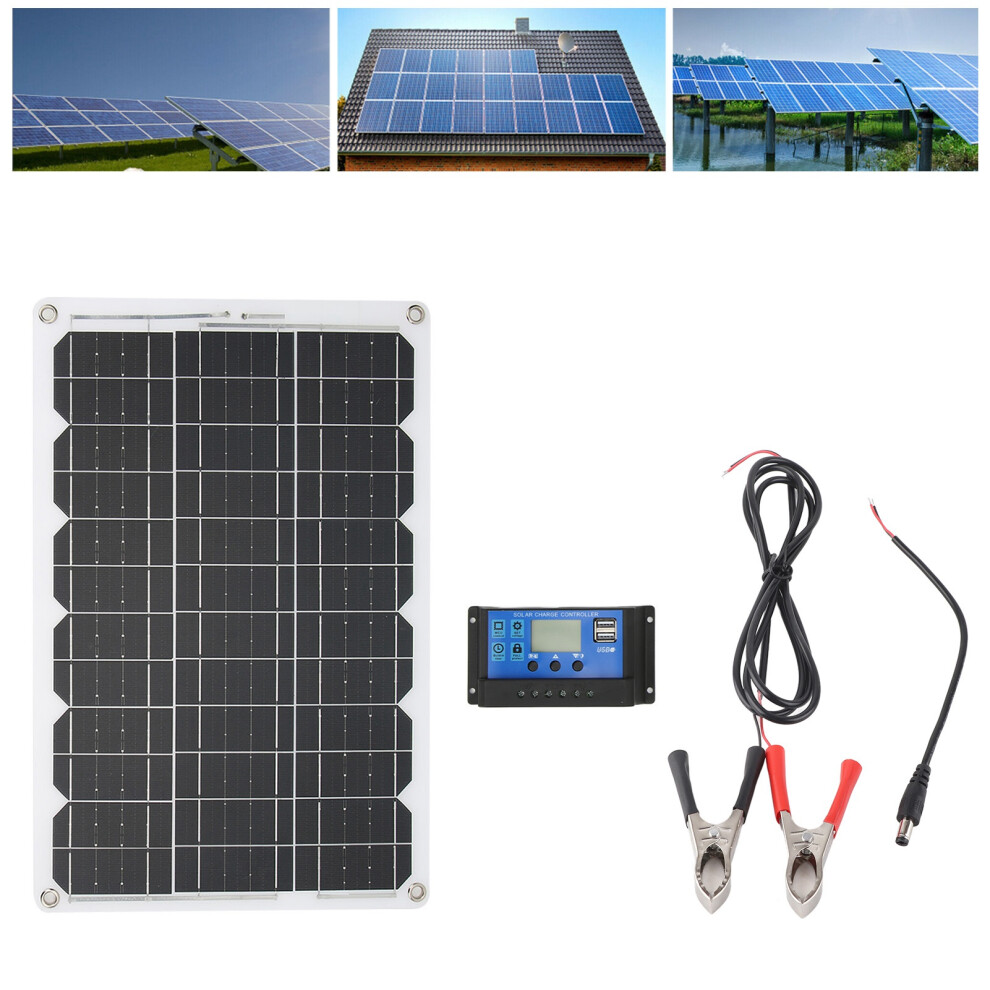 18W 18V Monocrystalline Solar Panel Kit With 30A Dual Usb Charge Controller For Camping & Rv 5081387642682
