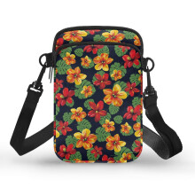Verstellbarer Schultergurt, Crossbody-Umhängetasche mit floralem und grünem Blattmuster, doppellagig, für den täglichen Gebrauch im Freien