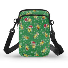 Damen-Umhängetasche aus Polyester mit weihnachtlichem Avocado-Muster, Reißverschluss, ideal für Outdoor-Aktivitäten, Reisen und den täglichen