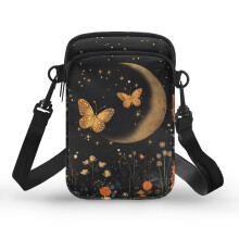 Schultertasche mit Schmetterlings- und Mondmuster und Reißverschluss für Erwachsene (Unisex)
