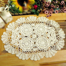 Crochet Oval Table Cover Placemat Lace Doilies Tablecloth for Furniture Decor