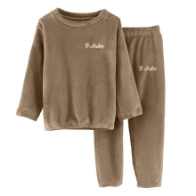 Toddler Boys Girls Fuzzy Pajama Set Winter Warm Tops Pants Sleepwear Outfits Kids Soft Comfy 2 Piece Loungewear Coffee 7-8 Years