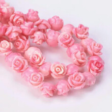 10 piezas de cuentas de resina de coral artificial con forma de rosa de 6 mm, 8 mm y 10 mm para la fabricación de joyas - 8 mm - Rosa