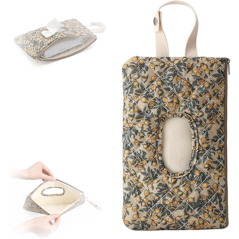 Quilted Wipe Holder Floral Diaper and Wipes Pouch Portable Hanging Quilted Wipes Bag with Lanyard, Diaper Bag