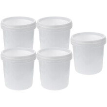 White Plastic Sealed Storage Buckets Multipurpose Use 5 Pieces Containers