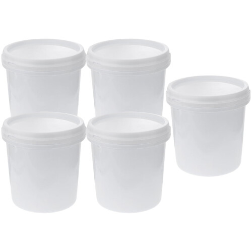 White Plastic Sealed Storage Buckets Multipurpose Use 5 Pieces Containers