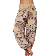 Flowy High Waist Wide Leg Palazzo Pants for Women, Hippie Harem Trousers, Casual Loose Fit, Plus Size, Khaki M