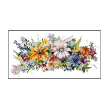 Vibrant Floral Wall Art Canvas Print Colorful Botanical Watercolor Painting for Home Decor, 24x12 Inches