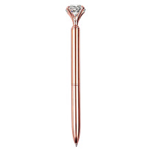 Stylo bille Big Crystal Diamond, stylo bille en métal brillant, bureaux et écoles, argent/blanc à pois/or rose à pois (recharges 1 ml)
