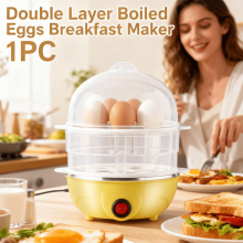 Double Layer Electric Egg Cooker, 14-Egg Capacity, Stainless Steel Tray, for Hard/Soft Boiled Eggs & More, Compatible with Standard Outlets